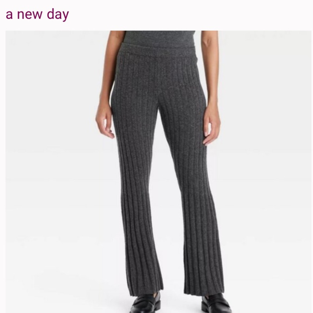 A New Day Charcoal Ribbed Flare Pants